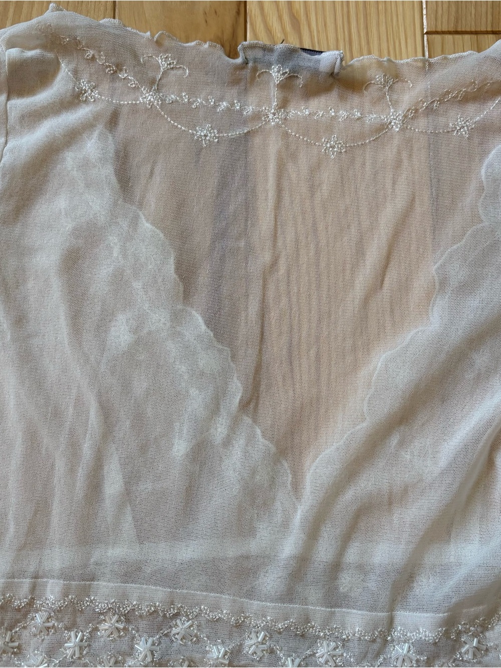 SOLD Vintage Y2K Pierri New York V Neck Mesh Embroidered Beaded Top - Picture 7 of 10
